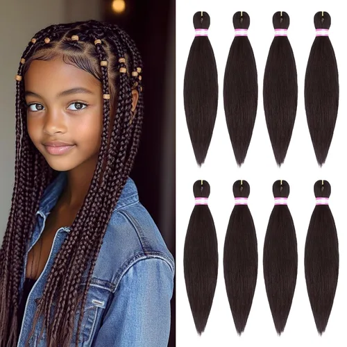 Miniatura 79 de Extensiones de cabello para trenzar preestiradas, color negro, 12 pulgadas, 8 paquetes de cabello natural para trenzar, fácil trenza, ajuste de agua
