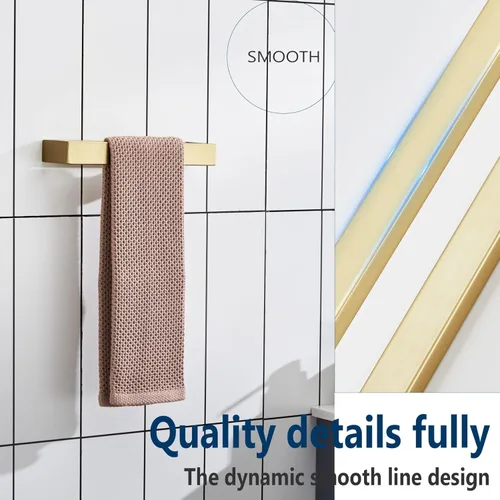Miniatura 3 de KOKOSIRI Anillos de toalla cepillados de oro para toallas de mano Barras de toalla de 9 pulgadas para cocina Organizador de toallas de acero Oro