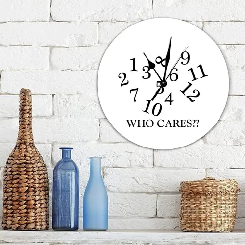Miniatura 2 de Reloj de pared digital Who Cares Jumbled Numbers Reloj de PVC de 10 x 10 pulgadas, silencioso sin tictac, decorativo para el hogar, cocina, baño