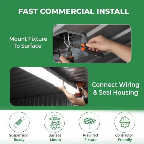 Miniatura 4 de E2 LIGHTING Luz LED hermética de vapor de 4 pies con batería de emergencia de respaldo Potencia de 50 W seleccionable 3CCT sintonizable 3500K