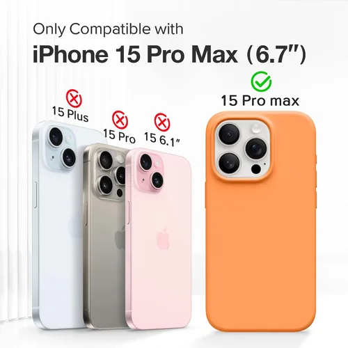Miniatura 727 de GONEZ Funda de silicona para iPhone 15 Pro Max, compatible con Magsafe, protector de cámara + protector de pantalla, forro de microfibra suave