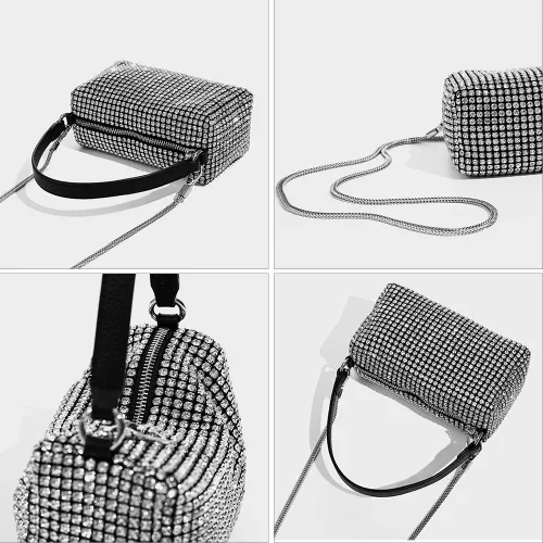 Miniatura 7 de JBB Rhinestone Clutch Purses For Women Glitter Purse Bling Evening Handbags Chain Strap Mini Party Bag Small