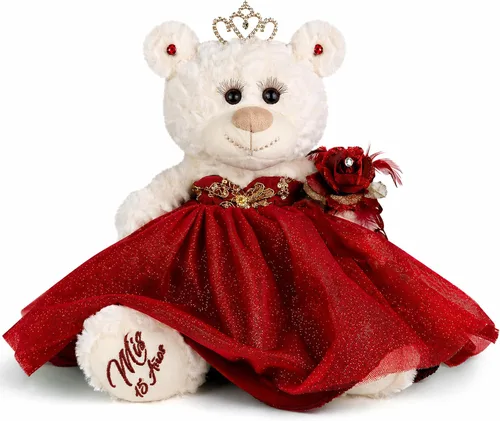 Miniatura 9 de KINNEX COLLECTIONS SINCE 1997 Oso de peluche pequeño de quinceañera con vestido, recuerdo decorativo para 15 años, OSO Quinceañera Decorativo Verde