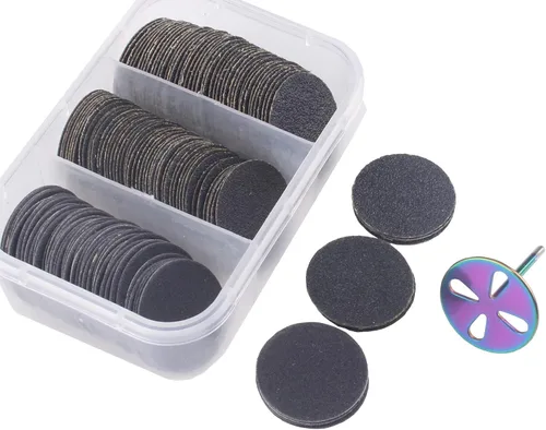 Miniatura 9 de Brocas de metal para disco de papel de lija de 0.984 in, broca de disco de lija de pedicura Mango 3/32, herramienta eléctrica de lima de pie