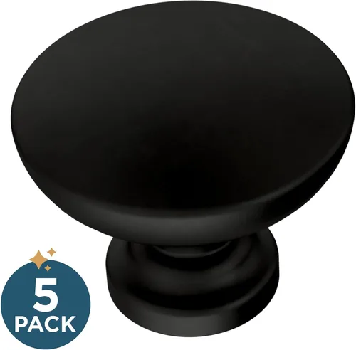 Miniatura 2 de Franklin Brass Fulton P29523Z-FBA-B - Paquete de 5 pomos para gabinete, manijas negras mate para cajones de muebles, cocina, puerta, baño, 1-3/16