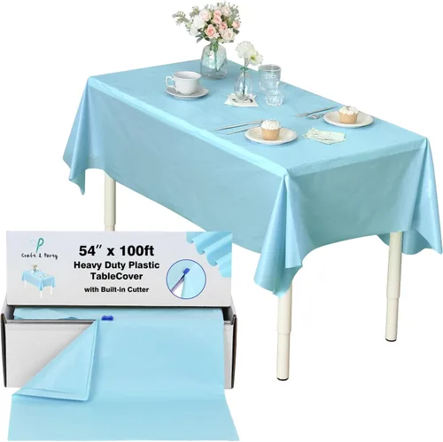 Miniatura 151 de Rollo de plástico para cubierta de mesa color verde manzana, 40 pulgadas x 100 pies, rollo de plástico resistente para cubierta de mesa de banquetes