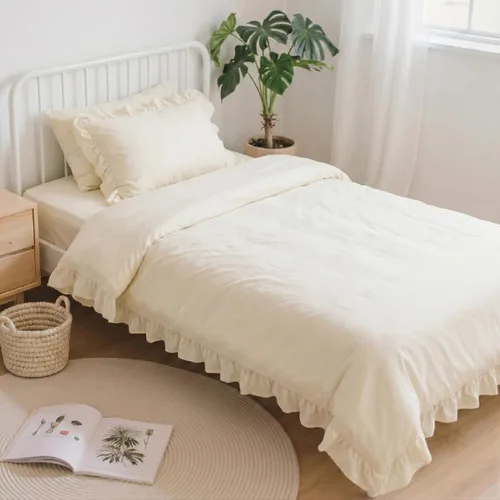 Miniatura 23 de Anluoer - Juego de cama individual con edredón de 5 piezas, rosa en una bolsa con sábanas, juego de ropa de cama de todos los días con volantes