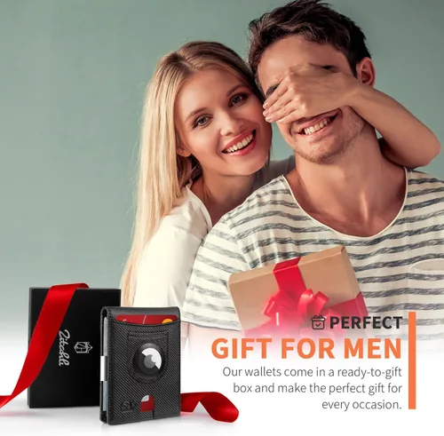 Miniatura 7 de Zitahli Carteras para hombre Airtag Holder Slim Rfid Cuero con Caja de Regalo