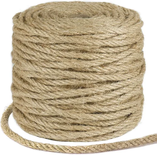 Miniatura 9 de Tenn Well - Cuerda de yute de 5 mm, 30 metros, cuerda resistente de 4 capas y trenzada de yute gruesa para jardinería, manualidades, paquetes, poste