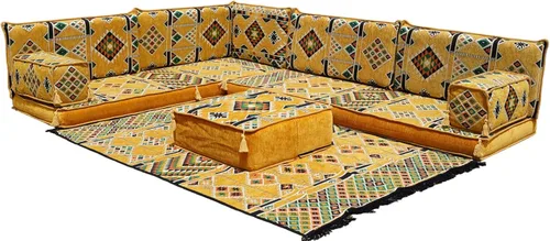 Miniatura 13 de arabicsofa Juego de sofás árabes tradicionales en forma de L - Sofás seccionales marroquíes - Asientos Majlis orientales para sala de estar