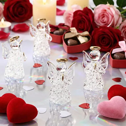 Miniatura 4 de CroBlissful 6 piezas de figuras de ángel de cristal, adornos para árbol de Navidad, adornos de ángel de la guarda, decoración del hogar para Navidad