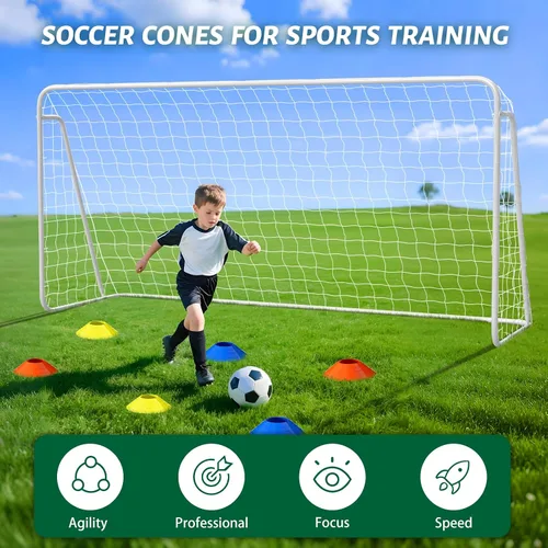 Miniatura 4 de NAIZEA Soccer Goals - 24x8/21x7/18x7/12x6/16x7/10x6/8x6/6x4FT Soccer Goals for Backyard Training- Portable Metal Soccer Net for Youth & Adults