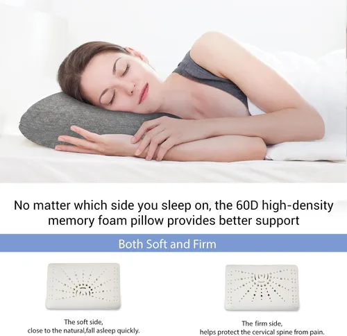 Miniatura 5 de Almohada de viaje de espuma viscoelástica de 9.8 x 15.7 pulgadas, almohada compacta de campamento, estable y de apoyo, funda lavable de doble capa