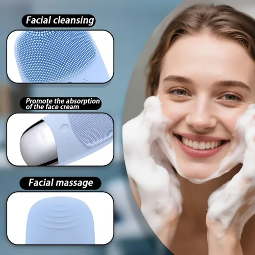 Miniatura 3 de Cepillo de limpieza facial, limpiador facial eléctrico 3 en 1, masajeador vibratorio, IPX7 impermeable, cepillo de poros recargable por USB