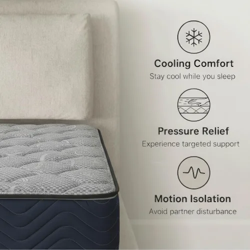 Miniatura 3 de Colchón híbrido individual de 8 pulgadas, cama firme en una caja con capa cómoda de espuma viscoelástica y bobinas en bolsillos Enfriamiento