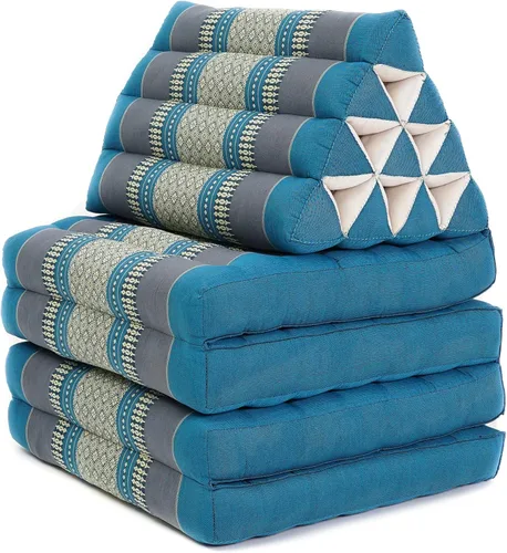 Miniatura 2 de Leewadee Cómodo colchón japonés de suelo, cama tailandesa con cojín triangular, colchón futón, tapete de masaje tailandés extra largo, 89 x 20 Sf22