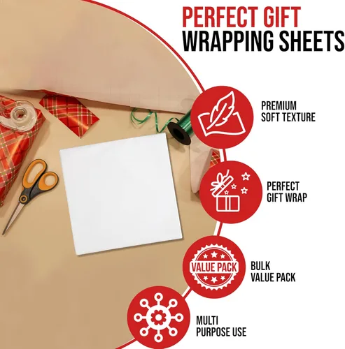Miniatura 3 de Iconikal 1,000 hojas de papel de seda premium a granel para envolver regalos, blanco, 20 x 30 pulgadas, premium para manualidades, cestas de regalo