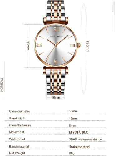 Miniatura 4 de Hannah Martin - Reloj de moda para mujer de cuarzo para mujer Moda de lujo