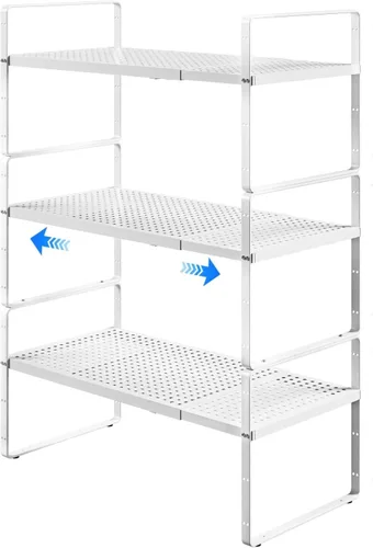 Organizador de estantes expandibles para gabinete, organizador de estante pequeño de cocina para encimera, despensa, estante de especias de Color