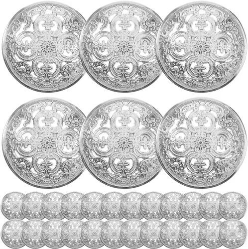 Milisten 30 botones planos redondos de metal, abrigos, chaquetas, camisas, trajes, pantalones botones para costura artesanal (plata, 0.98 pulgadas)
