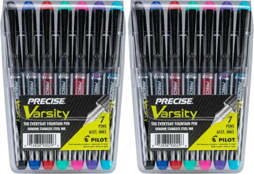 Miniatura 8 de PILOT Precise Varsity - Plumas fuente precargadas, de punta media de acero inoxidable, tintas negra/azul/violeta, 3 unidades (90022)