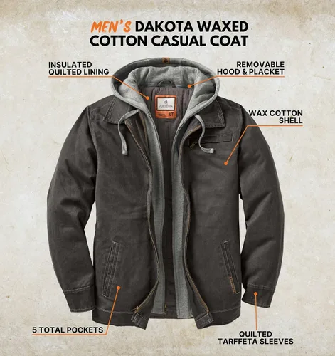 Miniatura 3 de Legendary Whitetails Men's Casual Coat with Hood Waxed Cotton Water Resistant