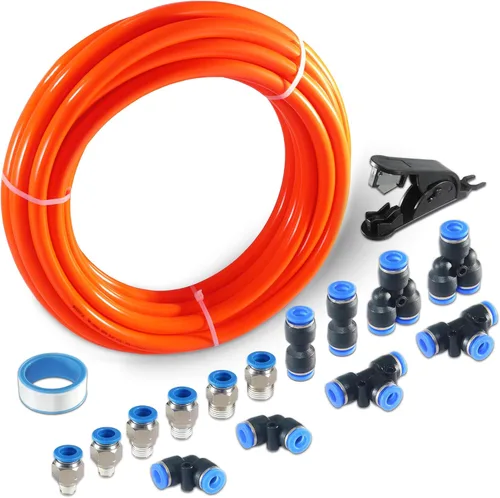 Miniatura 7 de Kit de tubo de aire neumático MSAEIQUN, poliuretano negro, tubo de poliuretano PU, kit de tubería de aire, 6 mm DE x 4 mm DI, 10 metros 32.8 pies
