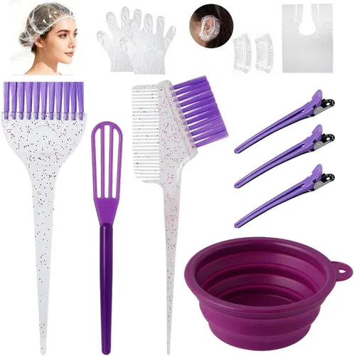 Miniatura 7 de Juego de brochas y tazones de color para teñir el cabello, juego de brochas de color para mezclar tazón, peine para teñir el cabello (negro)