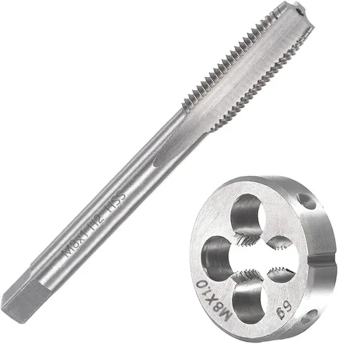 Miniatura 8 de M16 X 1.5 Métrico Grifo y Troquel Set M16 X 0.059 in HSS Recto Estriado Máquina Rosca Mano Derecha Tornillo Macho y Troquel de Roscado Redondo