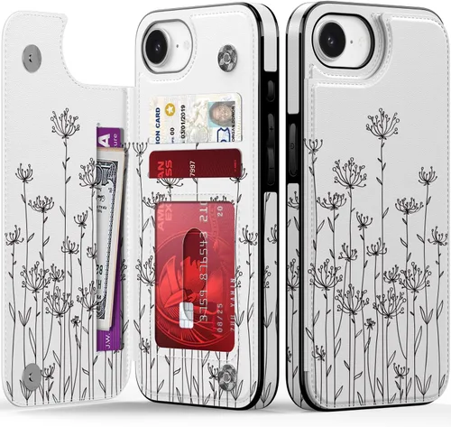 Miniatura 137 de FUNMIKO Funda tipo cartera para iPhone 13 con tarjetero, bloqueo RFID, protección de grado militar y obras de arte impresas con rayos UV, cierre