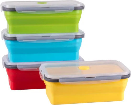 Miniatura 23 de Recipientes plegables extra grandes para almacenamiento de alimentos con tapa y ventilación de aire, 58 oz, paquete de 4, recipiente plegable XL