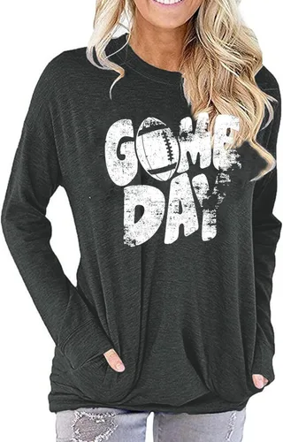 Camiseta de fútbol para mujer, bonita camiseta de fútbol americano, camiseta de manga larga