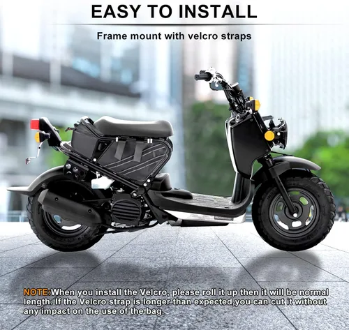 Miniatura 9 de Bolsa para debajo del asiento compatible con accesorios Honda Ruckus 2010-2025, bolsa de almacenamiento resistente al agua con marco lateral de Negro