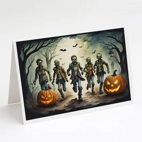 Miniatura 47 de Caroline's Treasures DAC2223GCA7P - Tarjetas de felicitación y sobres de Halloween espeluznantes de gato negro, paquete de 8 tarjetas en blanco