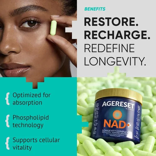 Miniatura 4 de AGERESET NAD Suplemento NMN Alternativo Liposomal + Gotu Kola para Mujeres y Hombres con Resveratrol, Quercetina, Gotu Kola