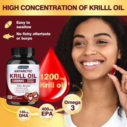 Miniatura 2 de Aceite de krill de 1200 mg, suplemento omega 3 de aceite de krill antártico con EPA, DHA, astaxantina y fosfolípidos para la salud del corazón