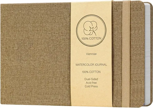 Miniatura 14 de Vienrose Cuaderno de bocetos de acuarela, diario de acuarela de 5.5 x 5.5 pulgadas con 24 hojas de 140 libras (300 GSM) de papel de acuarela de Gris
