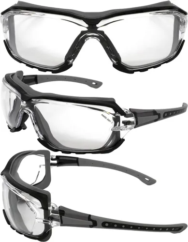 Miniatura 5 de Birdz Gafas de sol acolchadas de seguridad para motocicleta, color gris con lente transparente