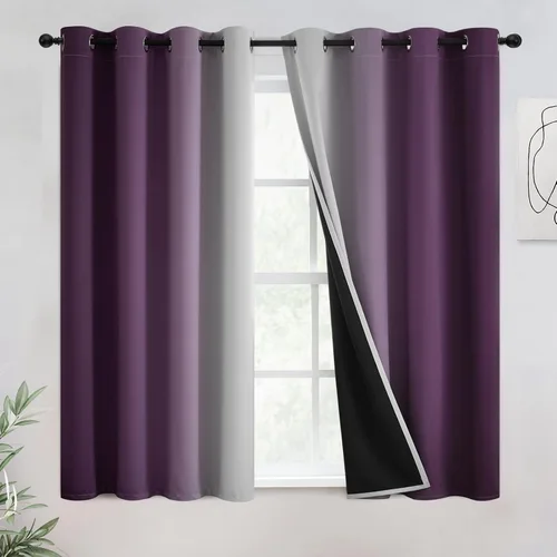 Miniatura 14 de COSVIYA - Cortinas 100% opacas y visillos con ombre, cortinas negras de 63 pulgadas de largo, 2 paneles, cortinas de oscurecimiento total