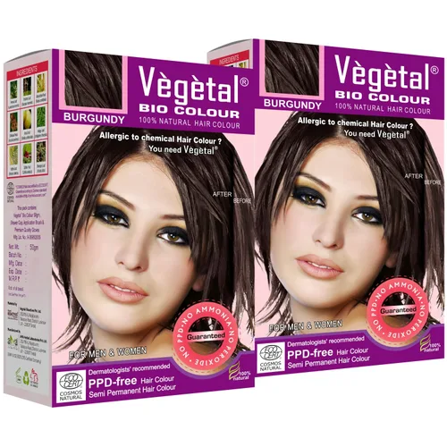 Vegetal Bio Colour Borgoña - Tinte semipermanente para hombres y mujeres, 1.76 oz (paquete de 2), 100% a base de hierbas y orgánico, sin amoníaco,