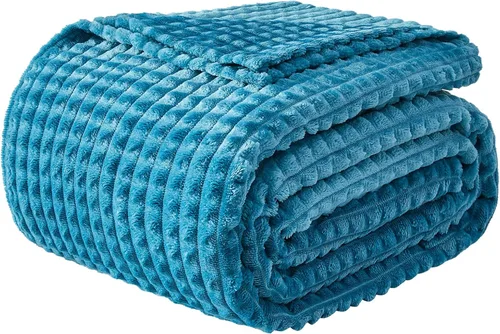 Miniatura 19 de EMME Manta de vellón, manta jacquard 3D para sofá y cama, manta suave, acogedora y esponjosa, ligera, de franela de lujo con diseño de cuadrícula
