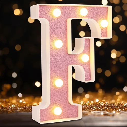 Miniatura 24 de Letras pequeñas de marquesina LED, letras iluminadas, letras LED de 8.58 pulgadas, letrero iluminado a pilas para mesa, fiesta, cumpleaños