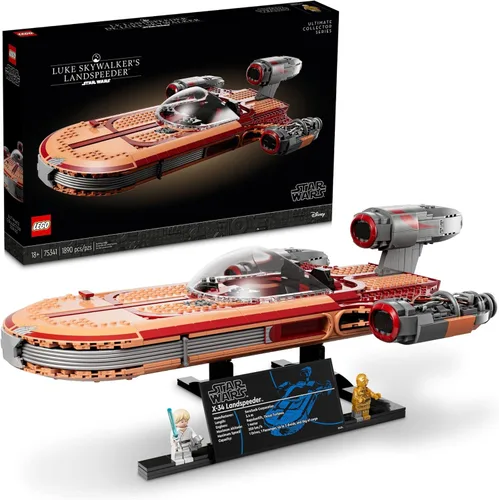 LEGO Star Wars Luke Skywalker's Landspeeder 75341, kit de construcción Ultimate Collector Series Star Wars para adultos, incluye sable de luz Luke