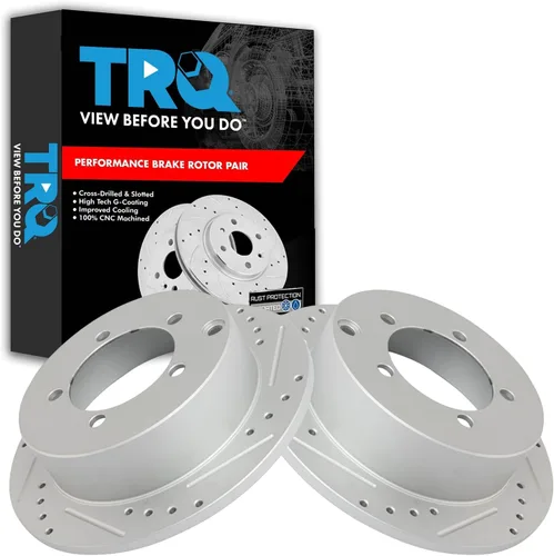 Miniatura 18 de TRQ Juego de rotores de freno de rendimiento trasero con revestimiento G premium compatible con Mazda 6 2014-2021