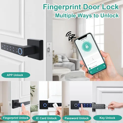 Miniatura 3 de Cerradura de puerta con huella dactilar, perilla de puerta inteligente, cerradura de puerta sin llave con mango, cerraduras de puerta biométricas