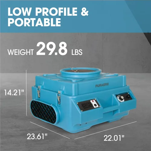 Miniatura 4 de Depurador de aire HEPA con salidas GFCI para cadena Daisy 1/4 HP, 675 CFM, 2.2A Restauración de daños por agua, salas de cultivo PA-600-HAS