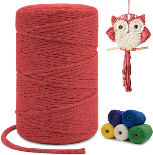 Miniatura 89 de Cuerda de macramé de una sola hebra de 0.197 in x 110 yardas, cuerda de macramé de algodón natural de 0.197 in, cuerda de algodón grueso para colgar