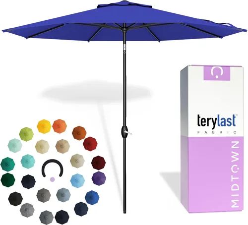 Miniatura 29 de Midtown Umbrellas 10 años sin decoloración, 6 pies, tela de poliéster roja a prueba de rayos UV, sombrilla para patio al aire libre, marco