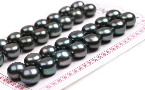 Miniatura 2 de 16 pares de perlas cultivadas de agua dulce de grado AAA para hacer aretes de joyería (negro)