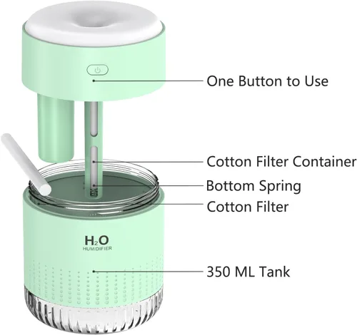 Miniatura 8 de Humidificadores pequeños para dormitorio de 11.8 fl oz, mini humidificador portátil para plantas de viaje, humidificador para plantas de dormitorio